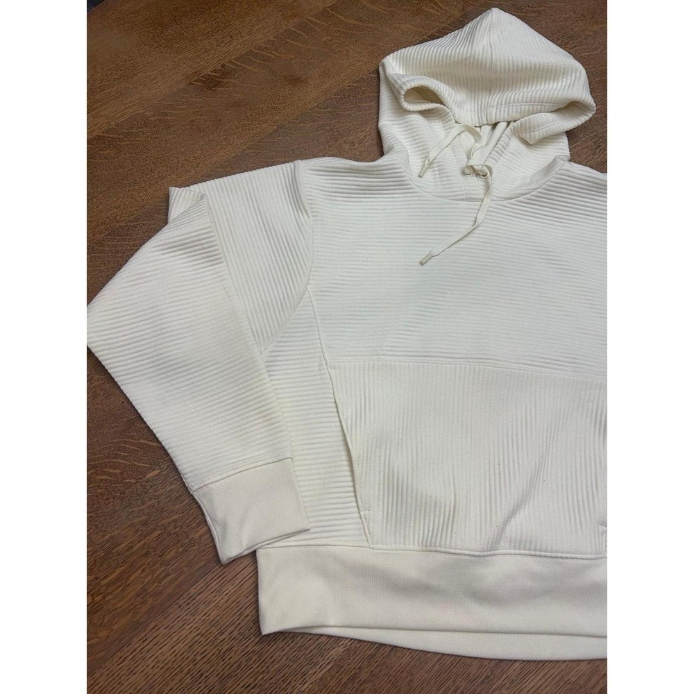 DSG Women's Ribbed Kangaroo Pocket Hoodie Cream size‎ S - Picture 2 of 7